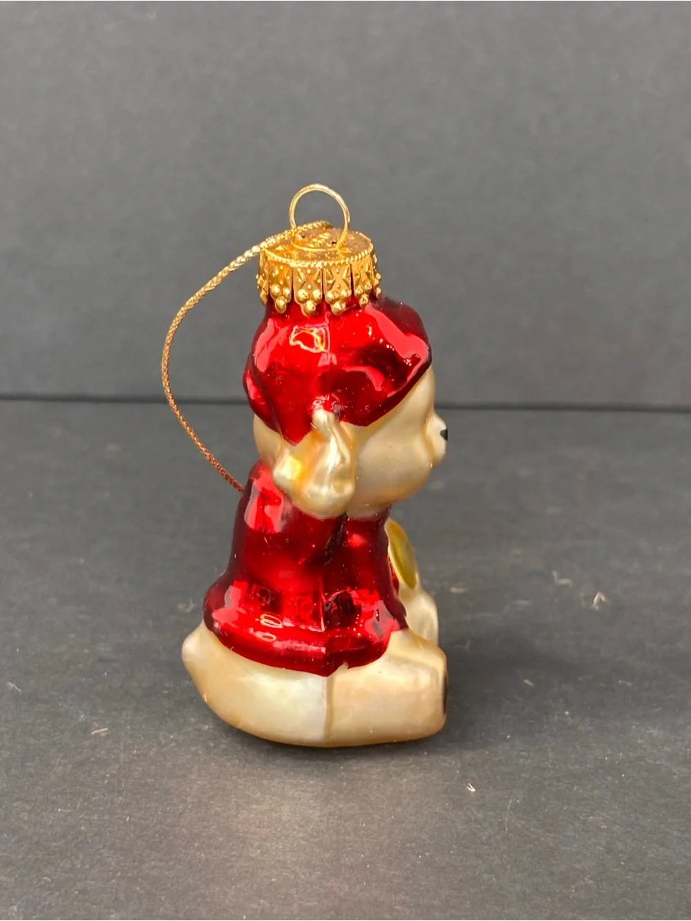 Vtg G&D (Gloria Duchin) Christmas Ornament Blown Glass Teddy Bear 3”